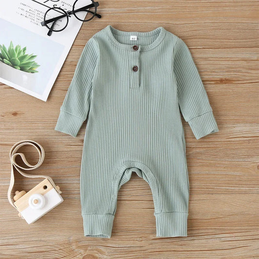 Cotton Long Sleeve Romper for Newborns - Cosy Playsuit 0-18M