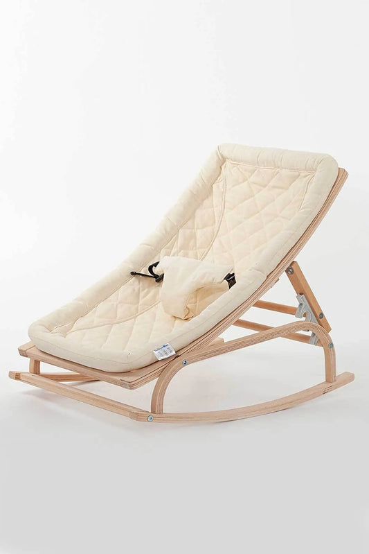 Natural Wood Baby Rocking Chair - Eco-Friendly Soothing Crib with Adjustable Features for Newborns