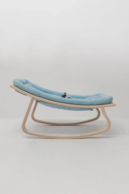 Natural Wood Rocking Baby Bed - Ergonomic Cradle for 0-36 Months with Cotton Fabric