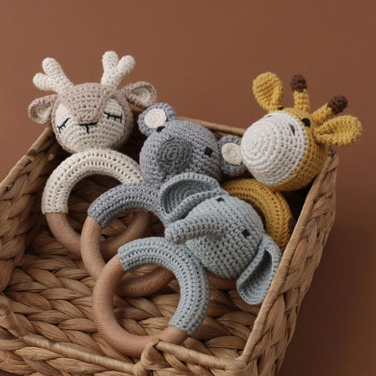 Wooden Bunny Teether Rattle - Eco-Friendly, Safe for Newborns