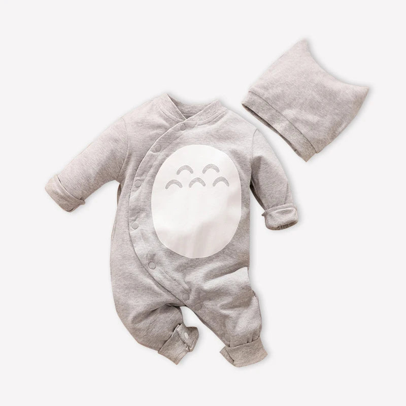 Cute Animal Totoro-Themed Romper & Hat Set for Newborns - Cotton