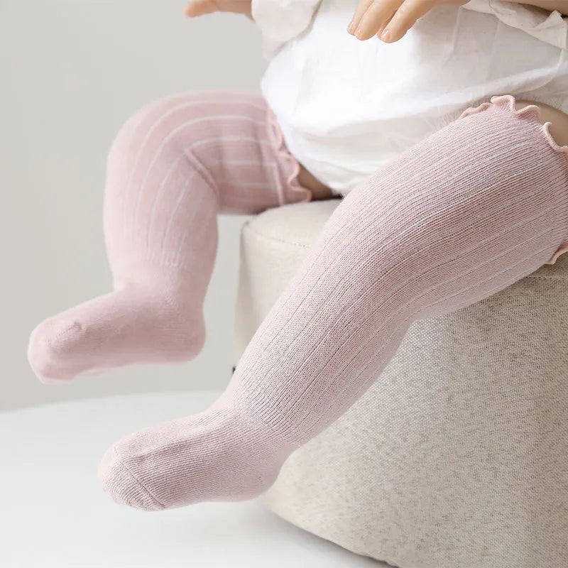 3-Pack Frilly Cotton Knee-High Socks for Babies & Toddlers - Cute Ruffle Design