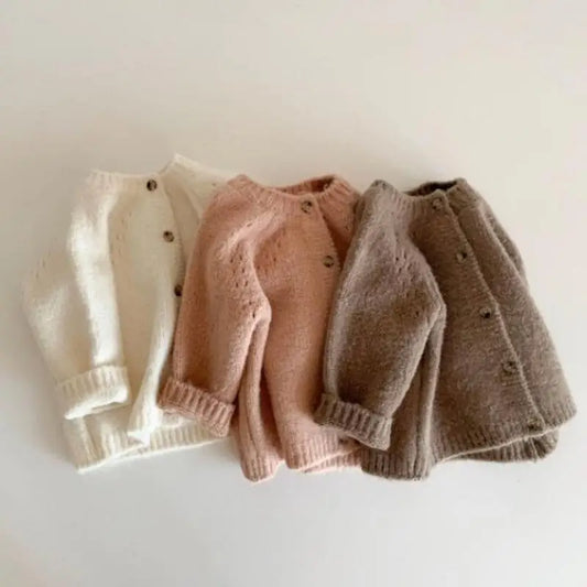 Unisex Baby Knit Cardigan - Cotton Long-Sleeve Sweater Jacket