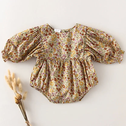 Soft Cotton Long Sleeve Romper for Baby Girls 0-2Y