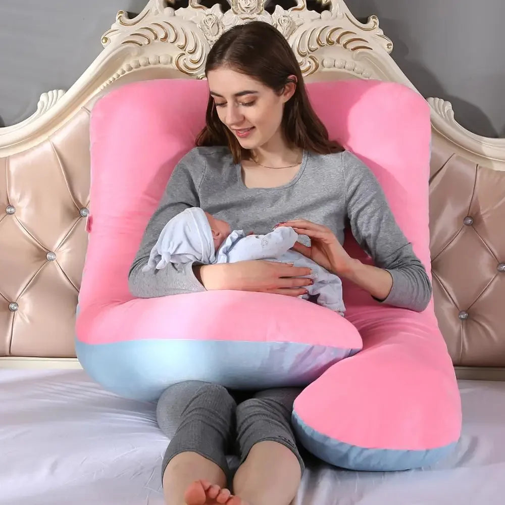 U-Shaped Maternity Pillow - 116x65cm Pregnancy Support Cushion for Comfort & Sleep
