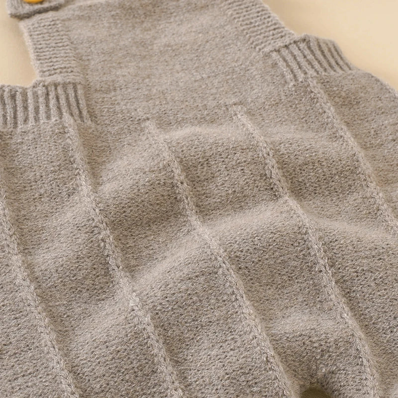 Knitted Sleeveless Romper & Hat Set for Babies