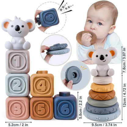 Baby Silicone Koala Building Blocks - Montessori Teething Toy