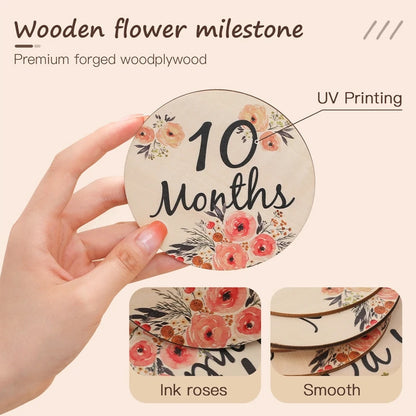 Baby Wooden Flower Milestone Cards