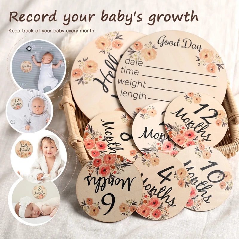 Baby Wooden Flower Milestone Cards