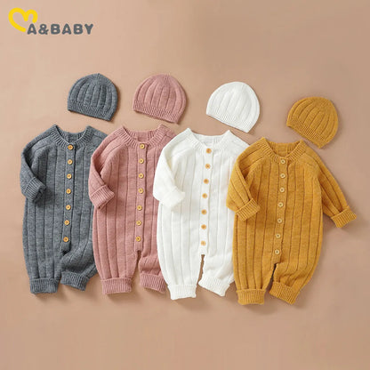 Knit Romper & Hat Set for 0-18M - Warm Baby Outfit