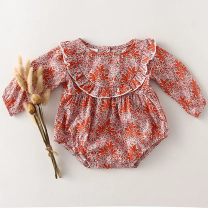 Soft Cotton Long Sleeve Romper for Baby Girls 0-2Y