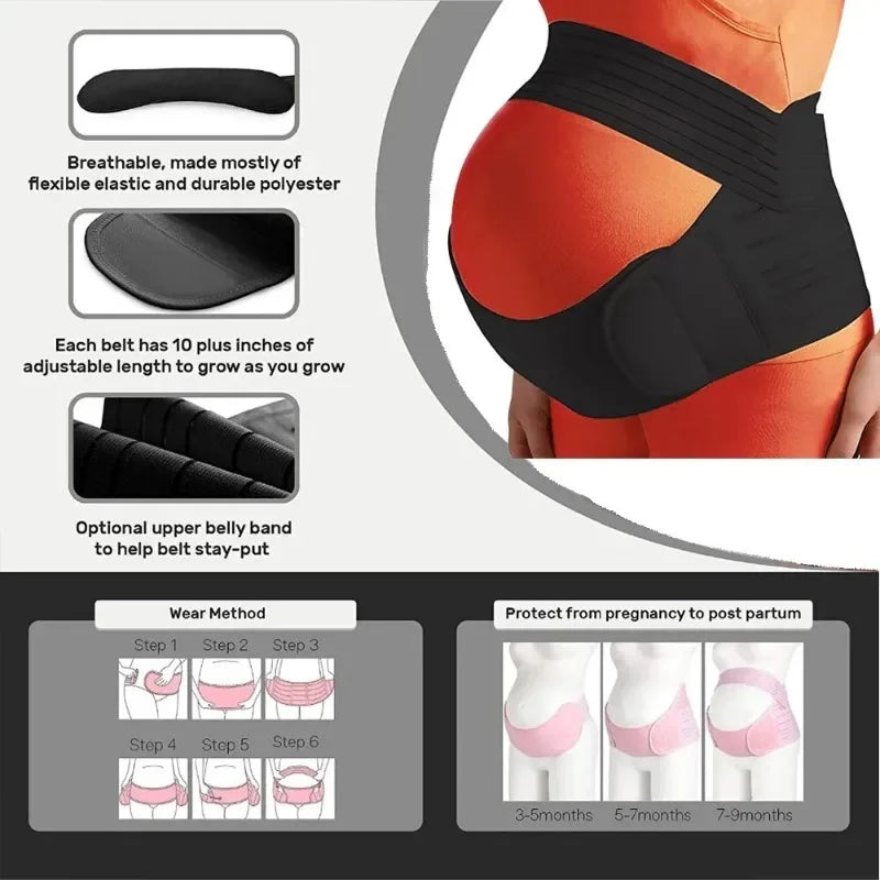 Adjustable Maternity Belly Band - Breathable Abdomen Brace Protector for Pregnancy Suppor