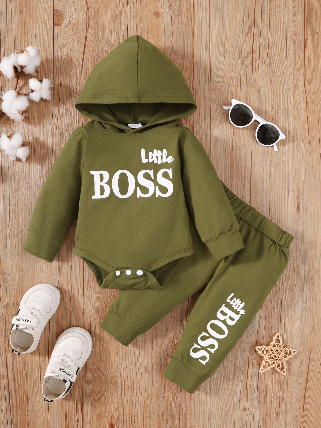 Unisex Newborn 'Little Boss' Cotton Hoodie
