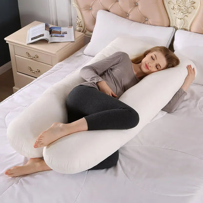 U-Shaped Maternity Pillow - 116x65cm Pregnancy Support Cushion for Comfort & Sleep