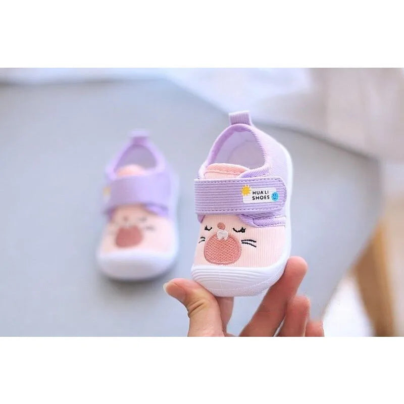 Infant Cartoon Anti-Kick Squeaky Sneakers - Soft Sole Loafers for Toddlers