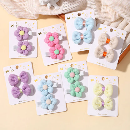 8Pcs/Set Toddler Fabric Flower Bow Clips - Cute Hairpins for Girls