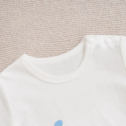 Light Blue Elephant Cotton Romper - Unisex Summer Jumpsuit for Babies