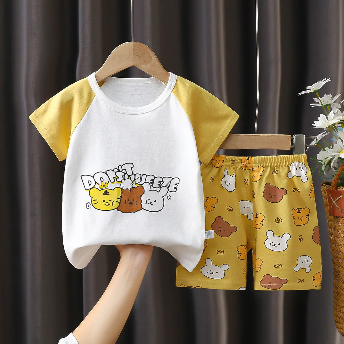 Summer Baby Boy 2-Piece Set - Cartoon Print Cotton Outfit