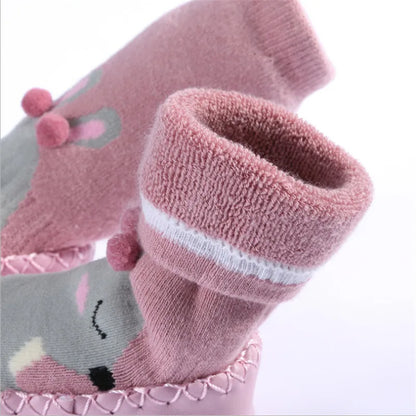 Warm Toddler Indoor Sock Shoes with Rubber Soles