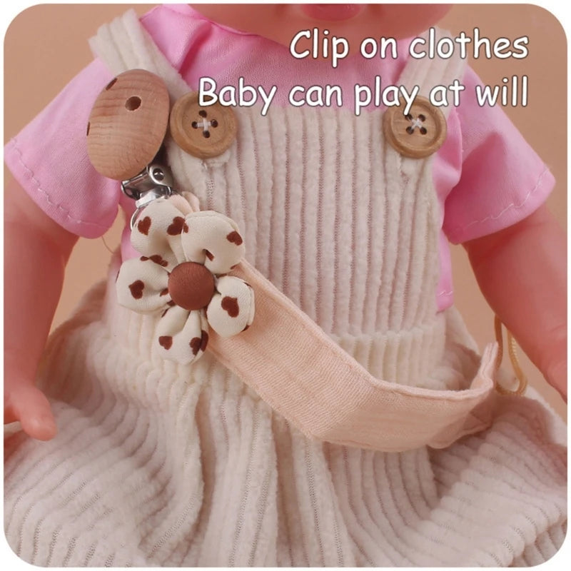 Cotton Linen Pacifier Chain Clip - Soother Nipple Holder for Babies