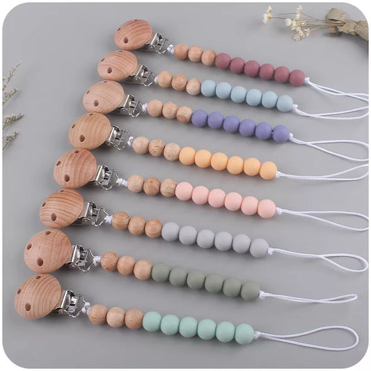 Silicone Bead Pacifier Clips - Safe, Anti-drop Soother Holder for Infants