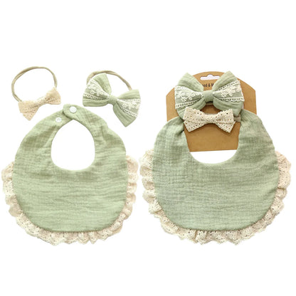 3Pcs/Set Muslin Cotton Bamboo Baby Bibs with Tassel Lace - Adjustable Saliva Towel for Boys & Girls