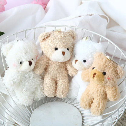 12cm Blush Teddy Bear Plush Keychain - Cute Cartoon Animal Stuffed Doll Pendant