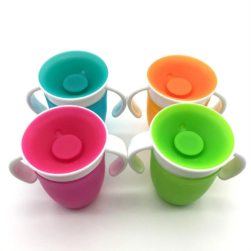 360 Degree Rotating Baby Learning Drinking Cup - Double Handle, Leakproof Water Cup for Infants