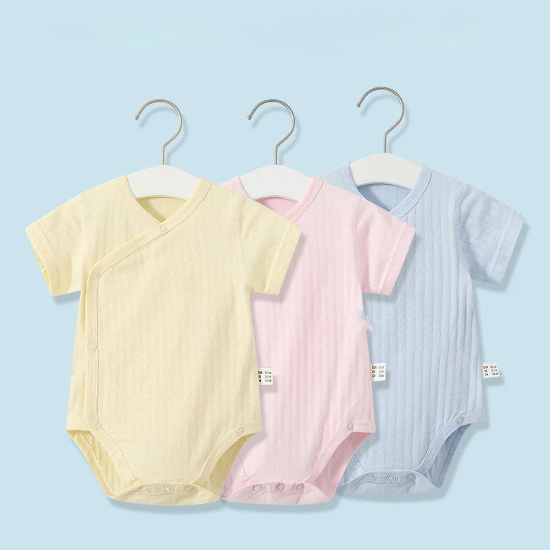 2Pcs Pure Cotton Summer Rompers for Newborns - Breathable & Soft Bodysuits