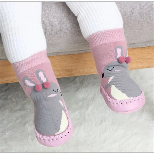 Warm Toddler Indoor Sock Shoes with Rubber Soles