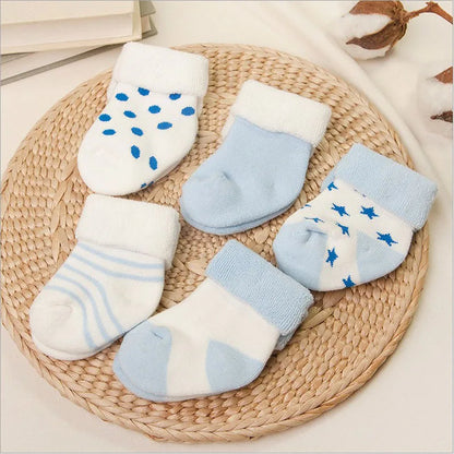 5-Pack Thick Cotton Baby Socks 0-6M